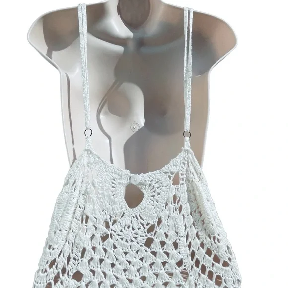 ✌🏻sold✌🏻FLOOK. Crochet Boho Cover Up Dress Size Medium Short Mini - Picture 11 of 15